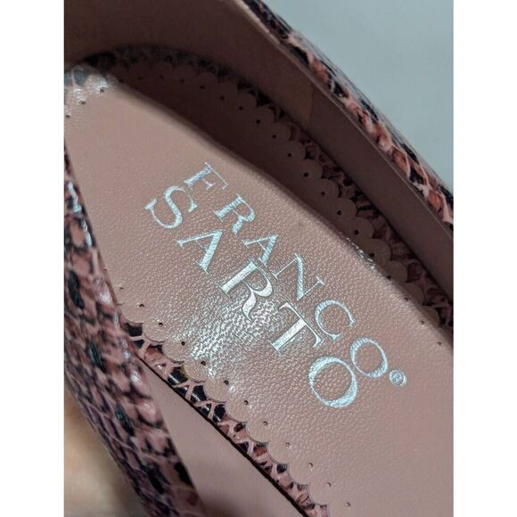 Franco Sarto Women's Pink Cobra Faux Snake Skin Pattern Peep Toe Pump Heels Size - Picture 6 of 8